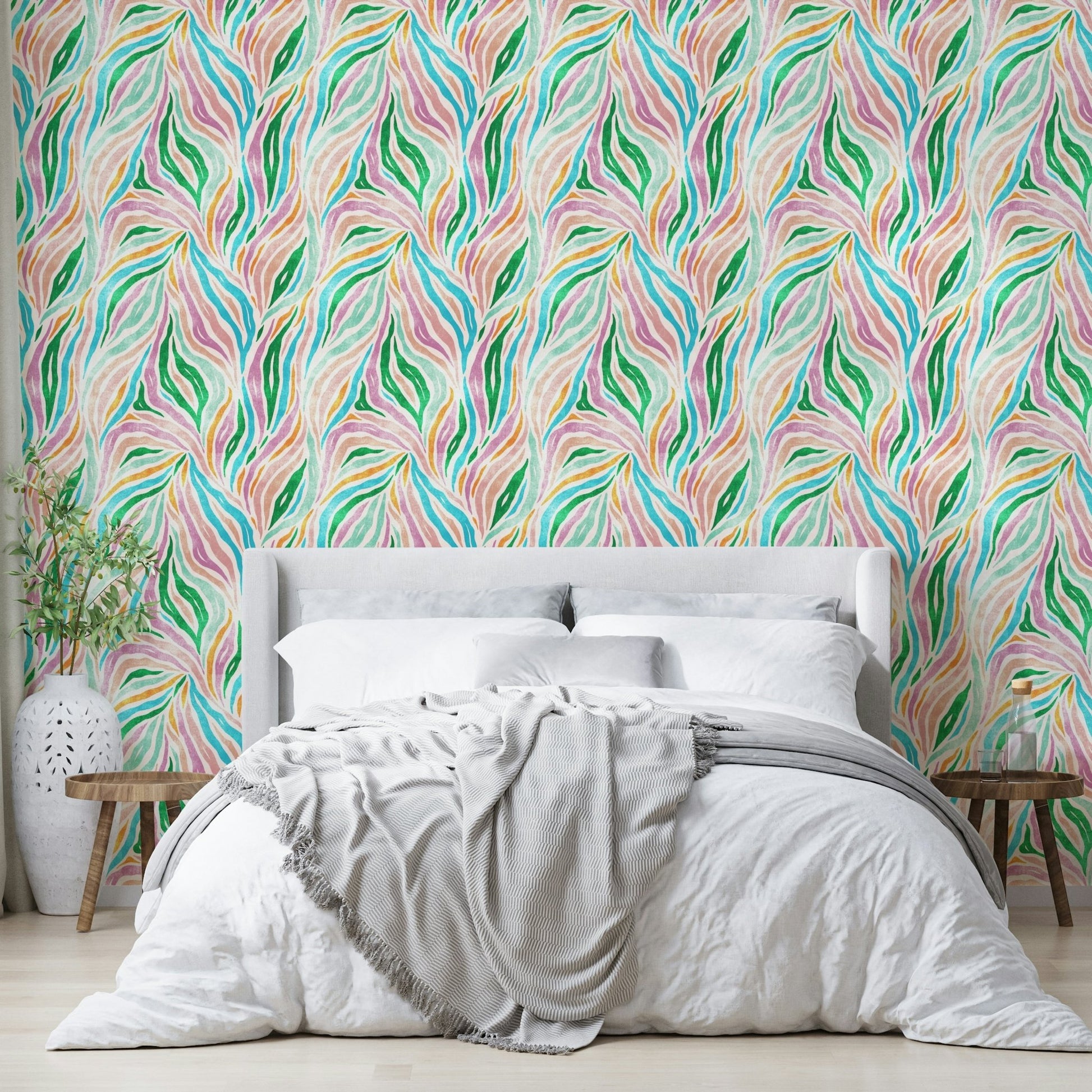 Wallpaper mural with colorful zebra stripes

