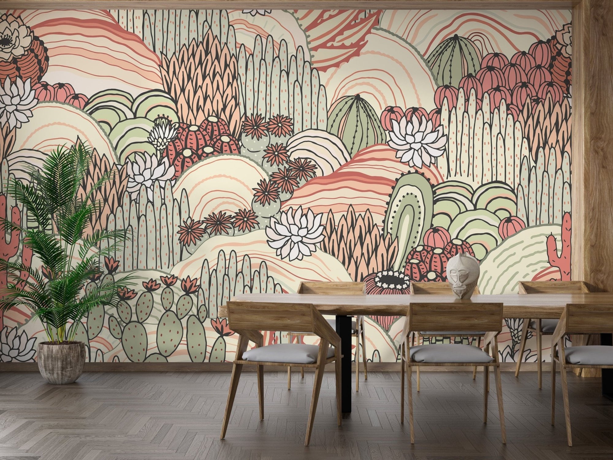 Vibrant desert flora wallpaper design A969