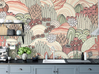 Abstract cactus and succulent mural A969