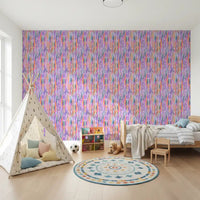 Kids bedroom feels playful with this Chromatic Flow rainbow streak wallpaper.GD9525