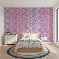 kids Bedroom space lifts softly through this multicolor Chromatic Flow wallpaper backdrop.GD9525