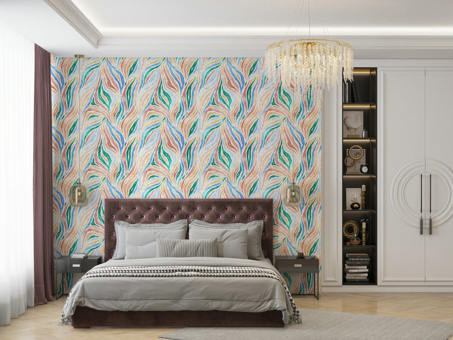 Stylish boho wallpaper with zebra motifs


