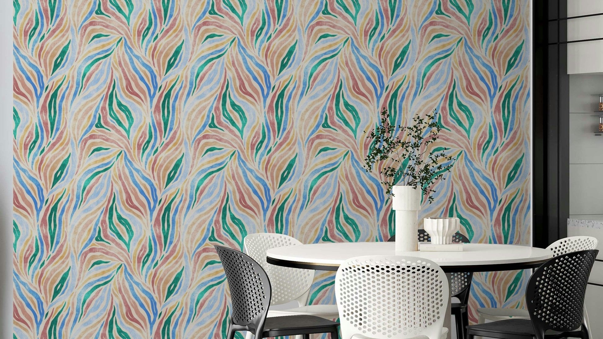 Multicolor Textured Boho Zebra Print wallpaper detail

