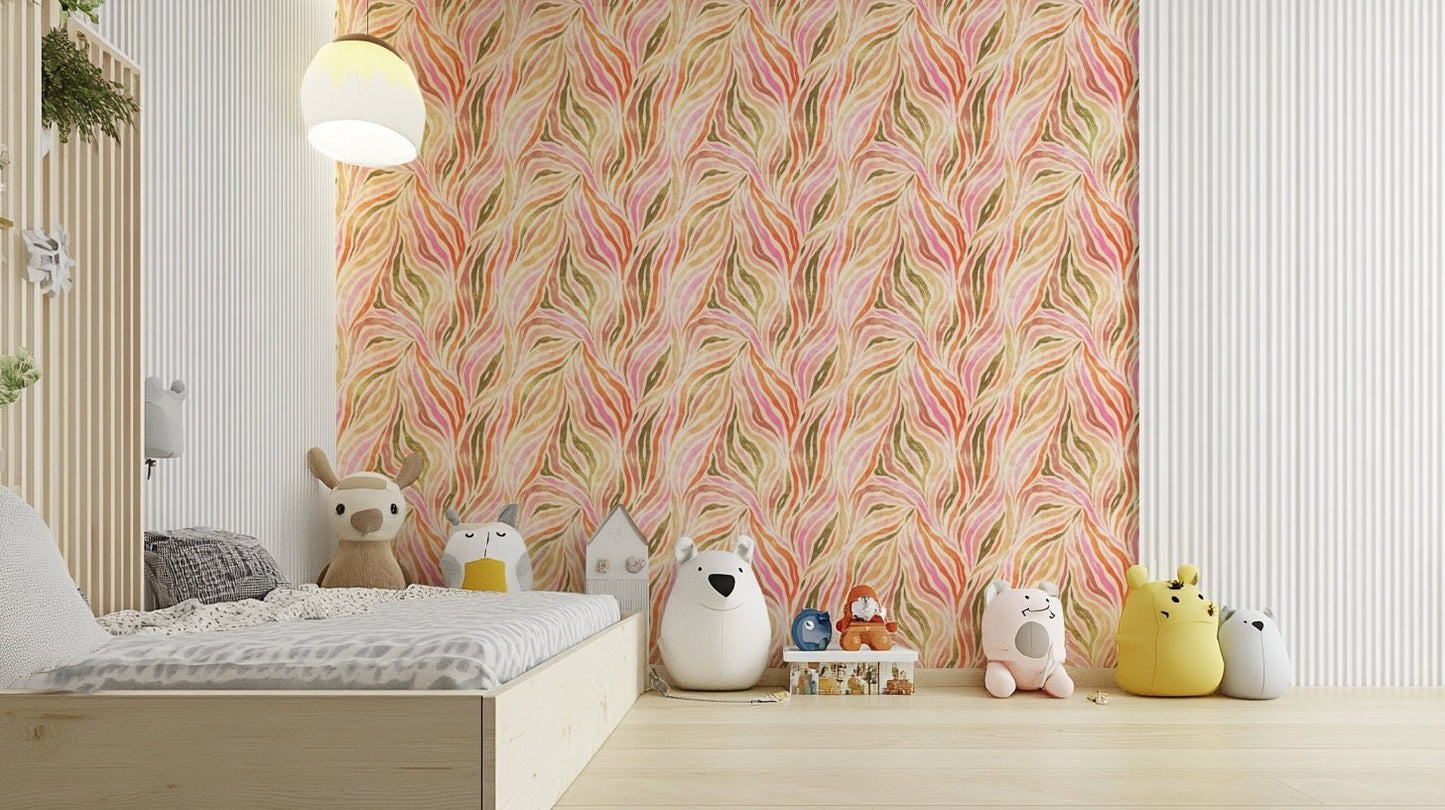 Vibrant zebra stripe wallpaper pattern

