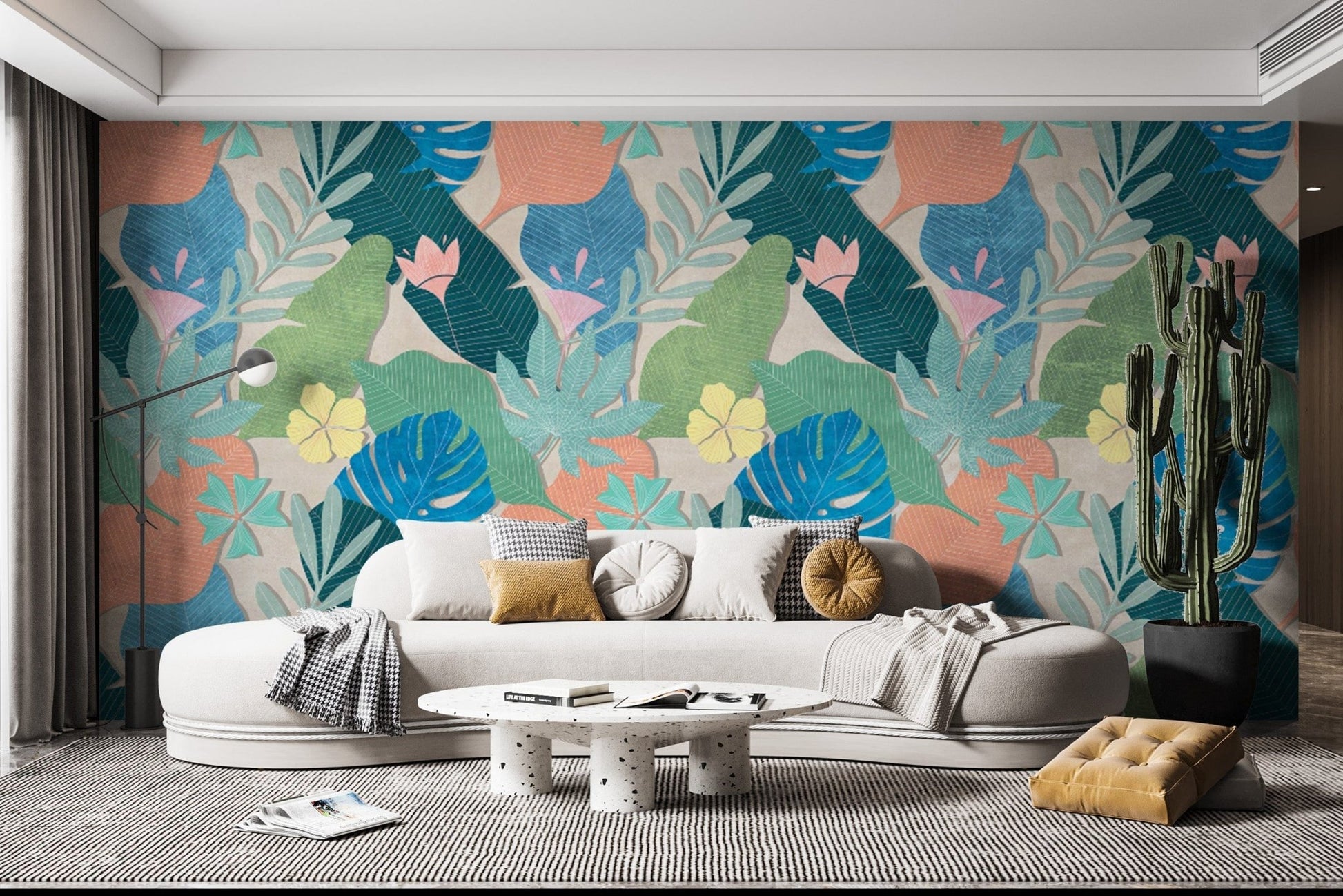 Trendy Tropical Foliage Wallpaper Design





