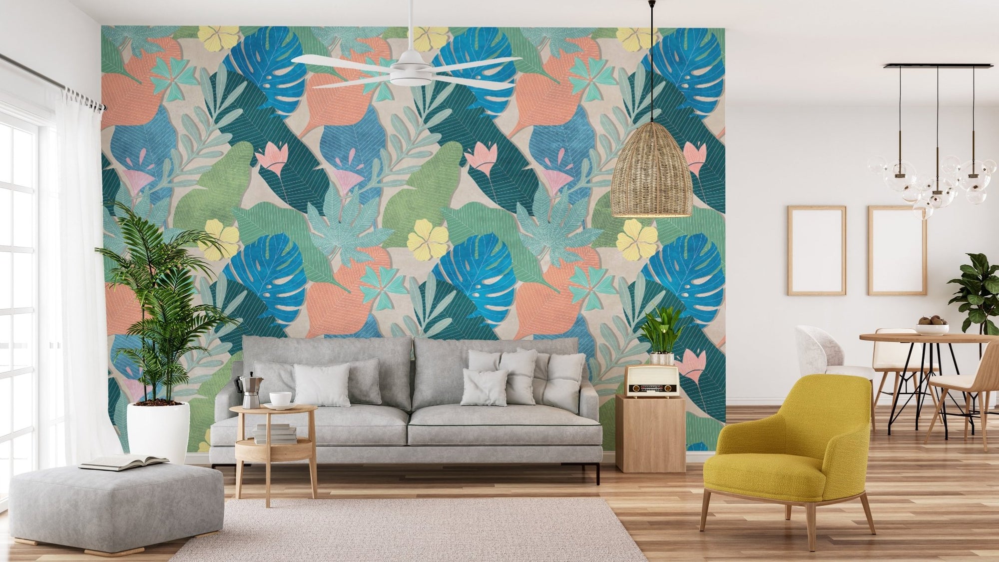 Lush Foliage Wallpaper with Colorful Leaves B634
