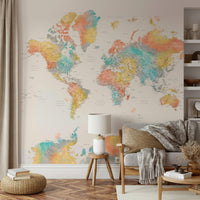 Bright and colorful map wallpaper art

