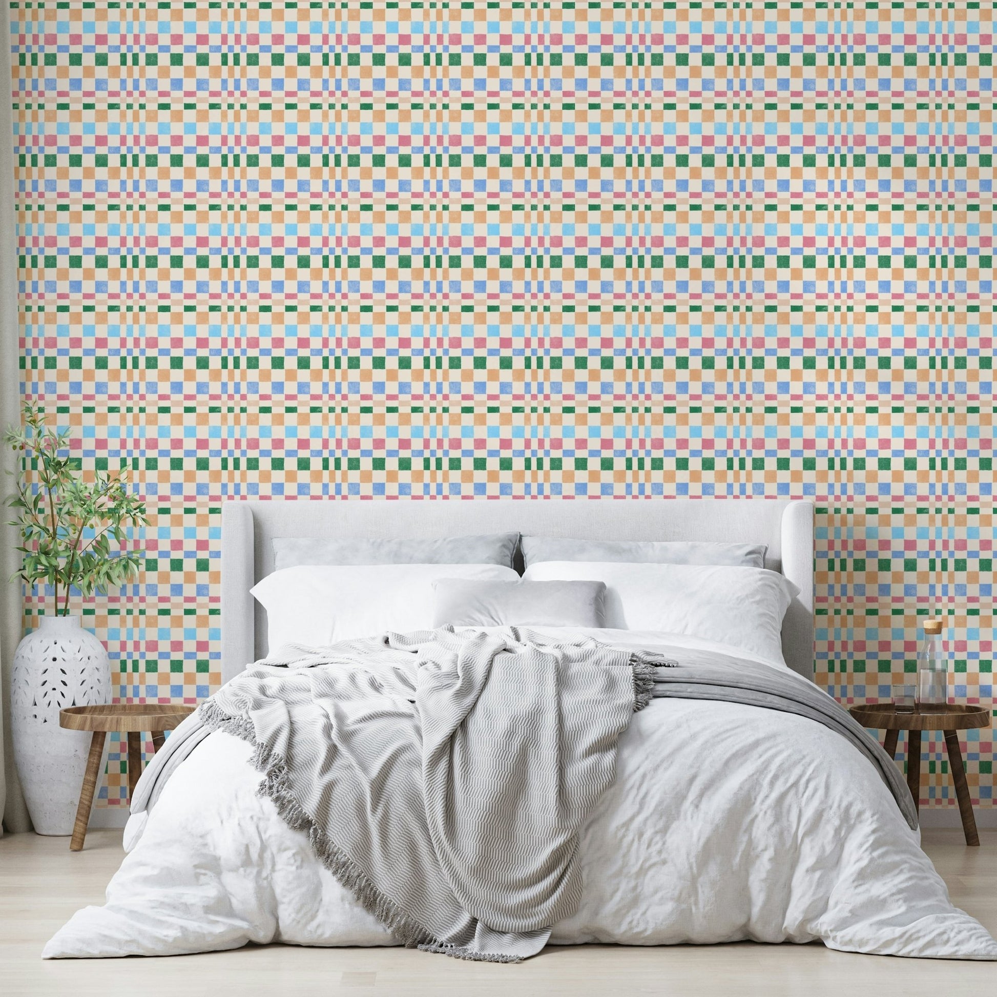 Stylish woven check pattern wallpaper for walls

