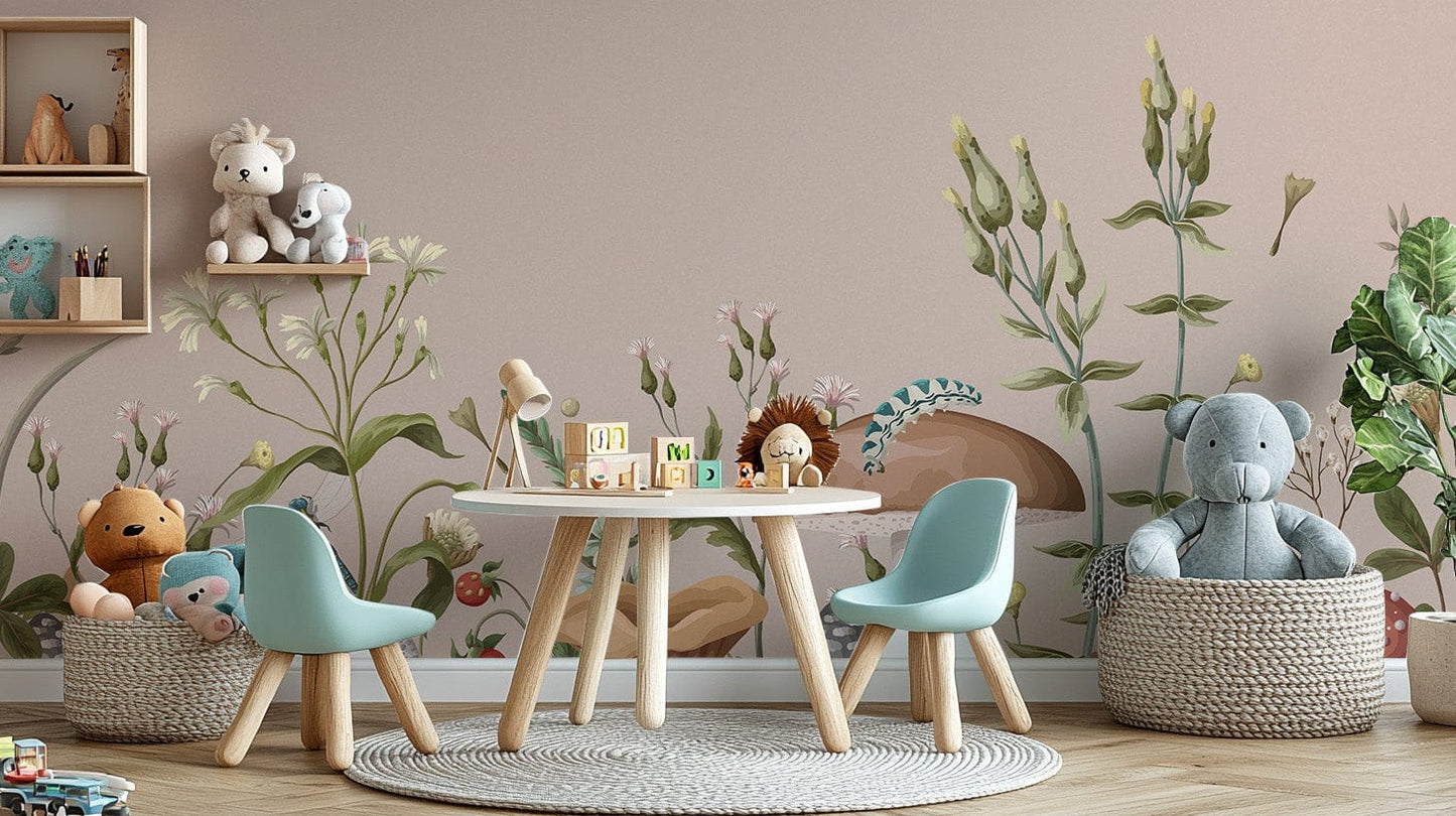 Mushroom Garden Mural wallpaper in nursery C469