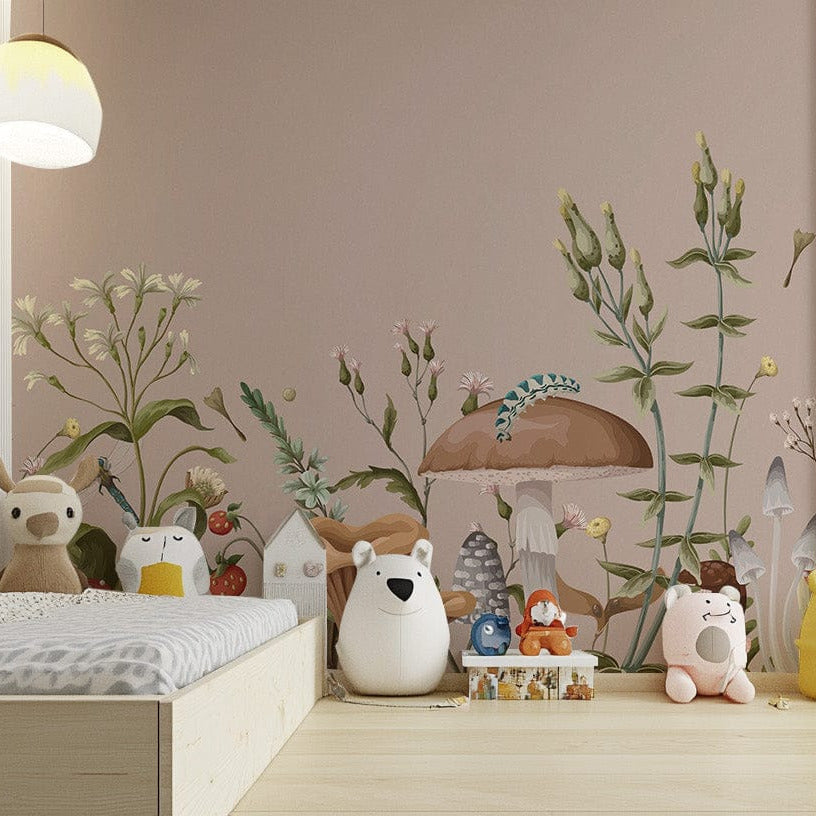 Mushroom Garden Wallpaper Mural adds charm and magic to the kids  C469