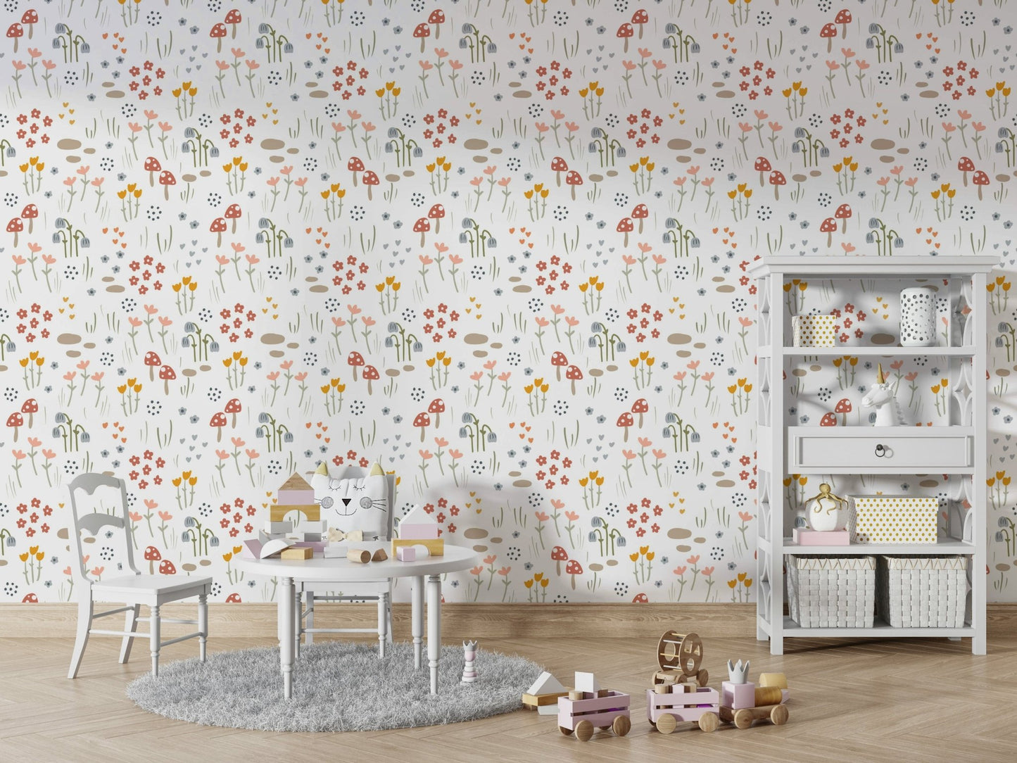 Woodland mushrooms and flowers

