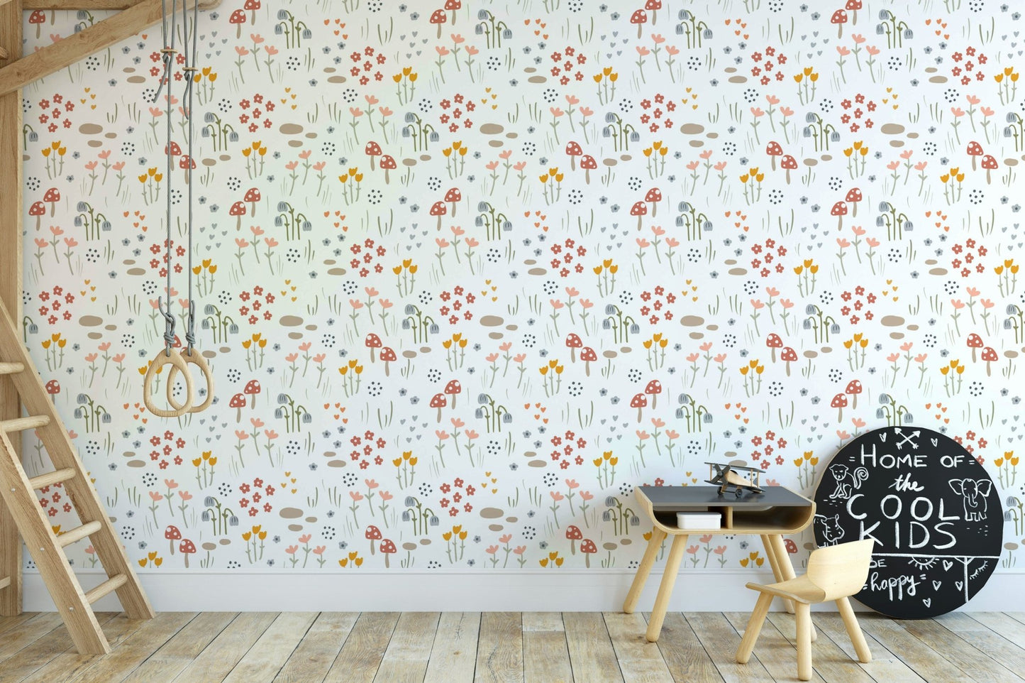 Playful mushroom nature wallpaper

