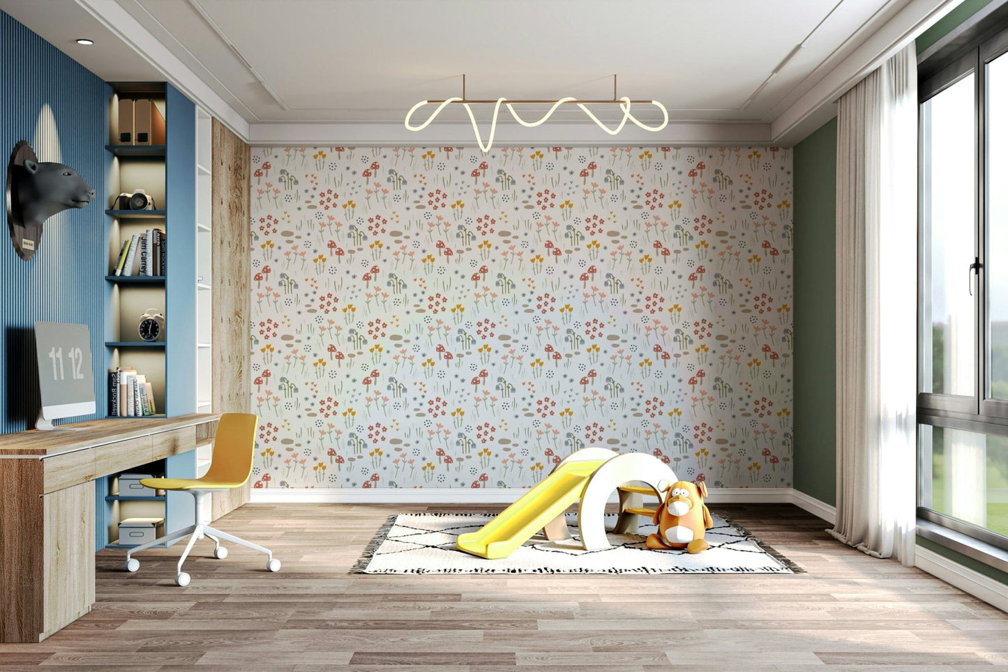 Mushroom and wildflower wallpaper

