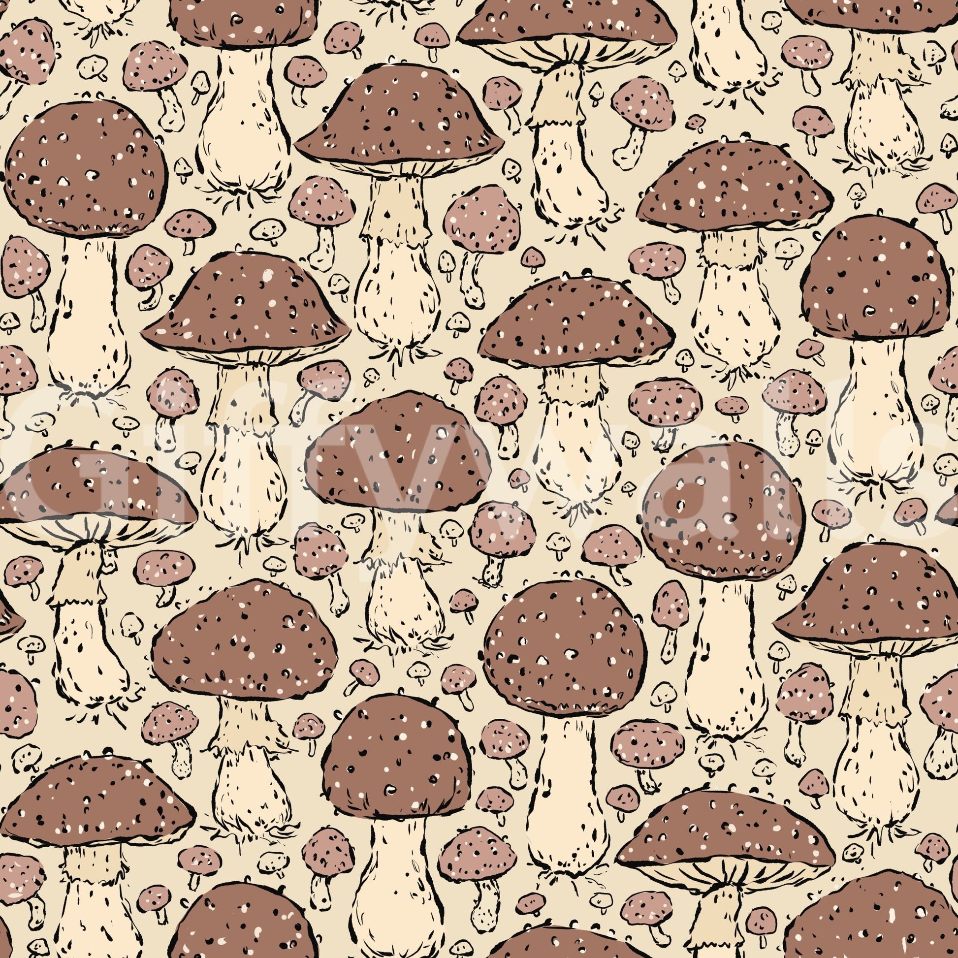 Mushroomcore beige wallpaper pattern

