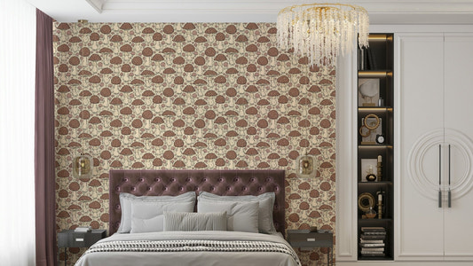 Beige and mocha mousse mushroom wallpaper

