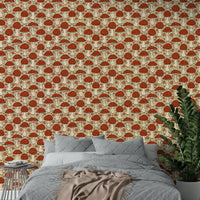 Red beige mushroom wallpaper decor

