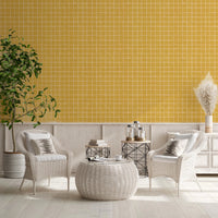 Warm mustard yellow grid pattern for home decor
