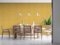 Sun-drenched mustard grid wallpaper for kitchens