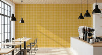 Minimalist yellow windowpane check wall covering