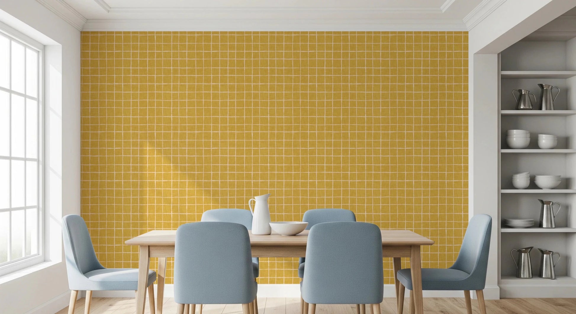 Contemporary yellow check wall art for interiors