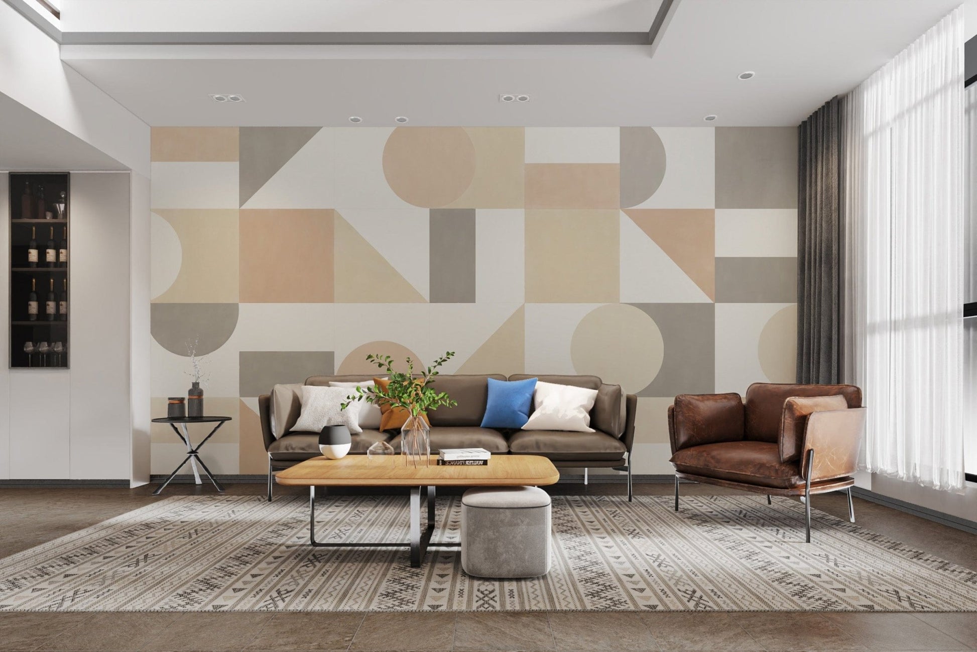 Soft-toned geometric wallpaper for home B705
