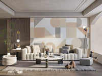 Neutral tone geometric wall mural pattern
 B705