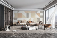 Beige and taupe geometric wall mural B705
