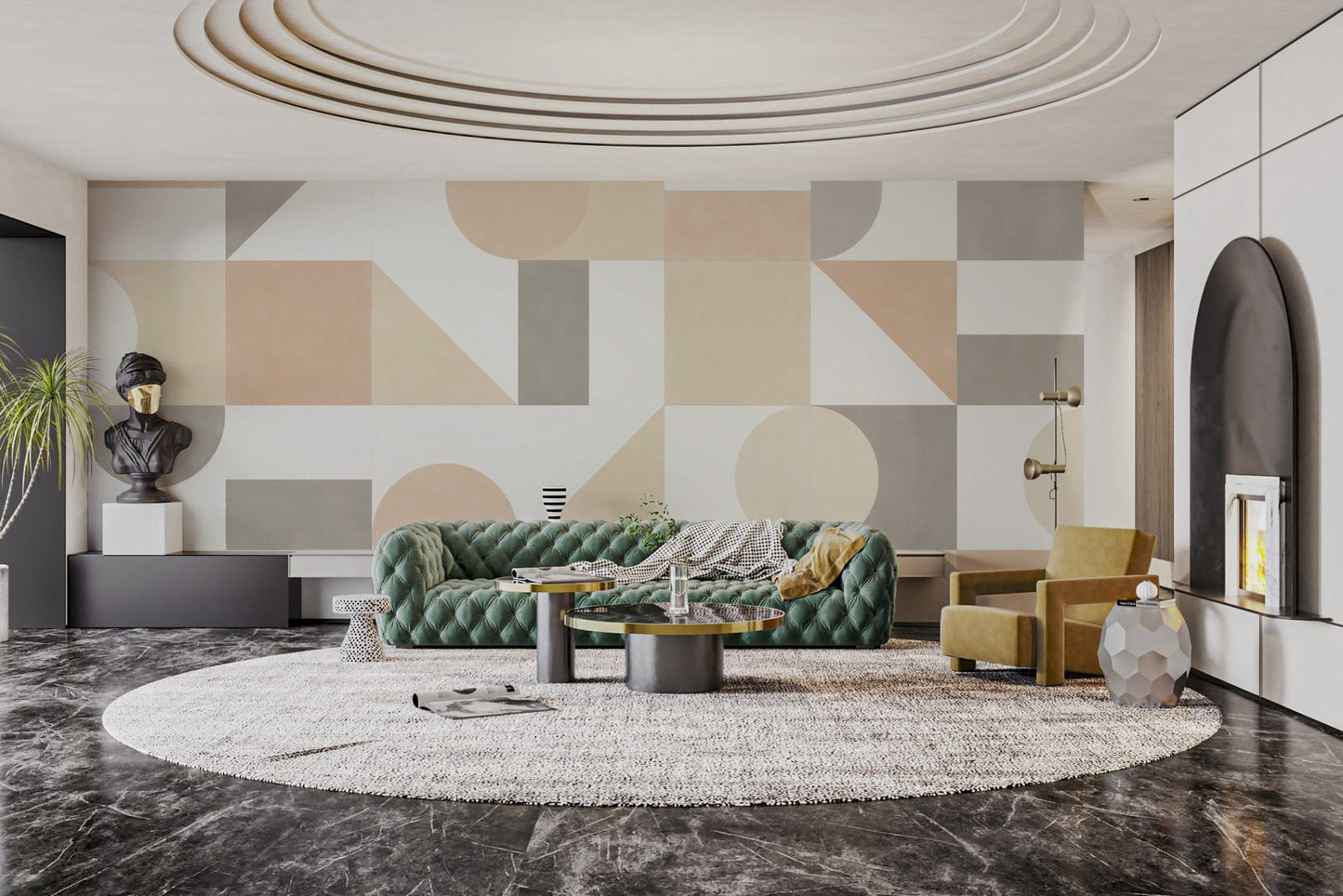 Muted abstract geometric wallpaper design B705

