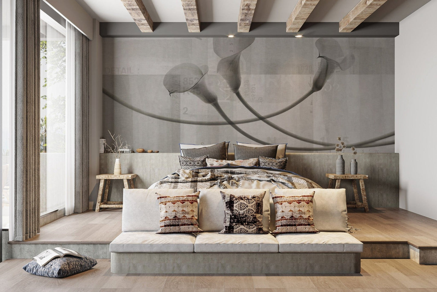 Graceful lily blooms floral wallpaper
