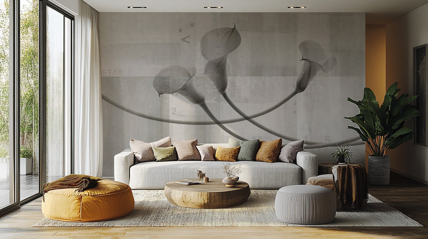 Subtle botanical flower wallpaper print
