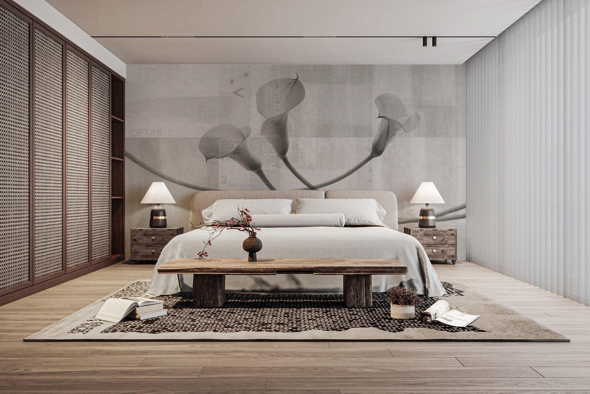 Monochrome calla lily flower wallpaper
