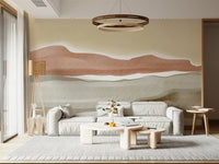 Wide room perspective featuring the Muted Desert Vista Wall Mural.