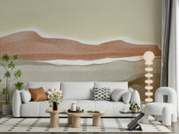 Minimalist layered scene on Muted Desert Vista Wall Mural mural.