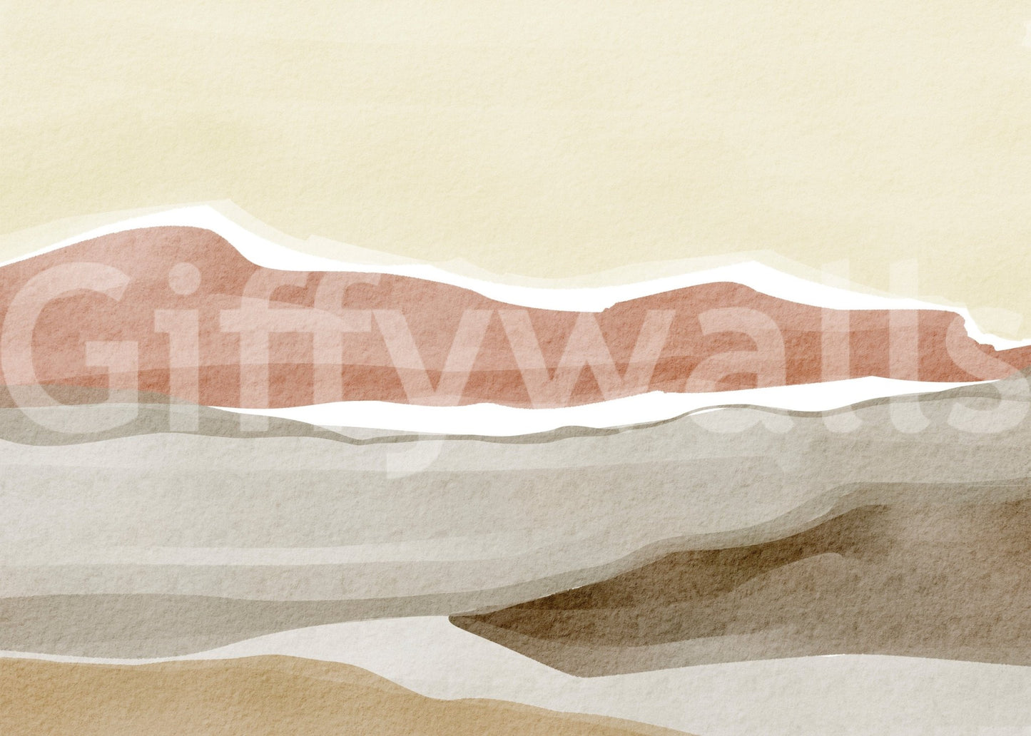 Contemporary room styled with the Muted Desert Vista Wall Mural.