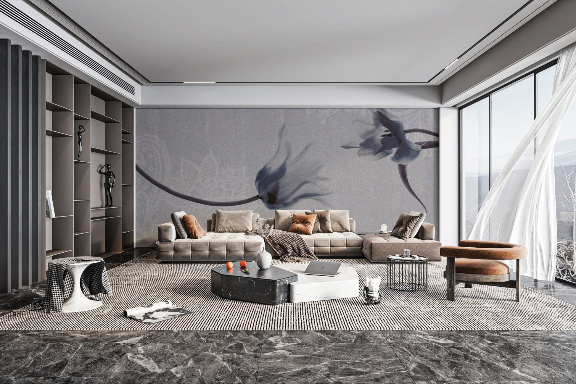 Subtle floral mist wallpaper design
