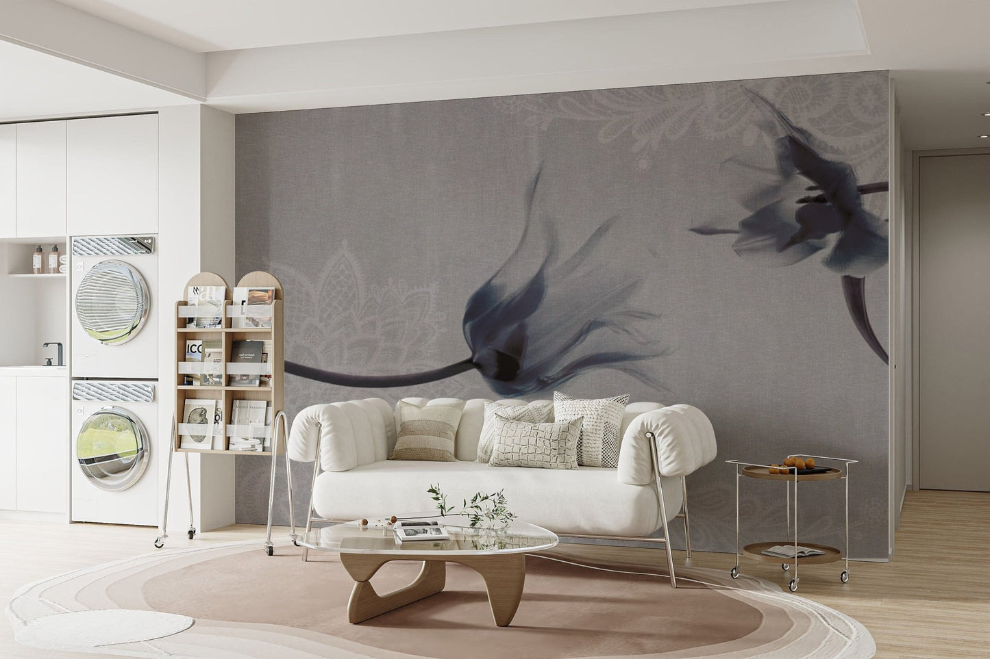 Elegant flower wallpaper in soft tones
