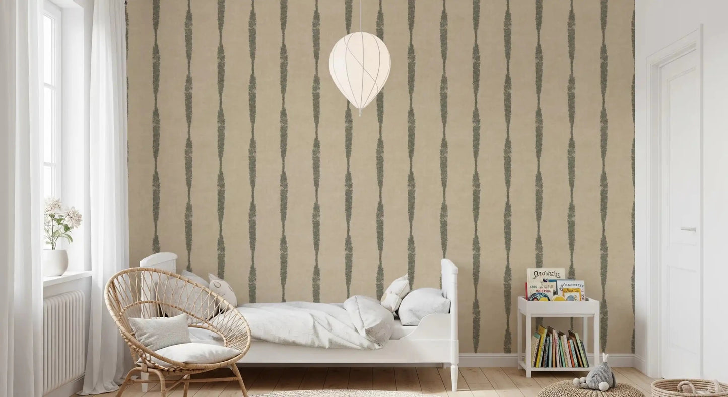 Earthy green distressed vertical stripe wall covering, GD9614
