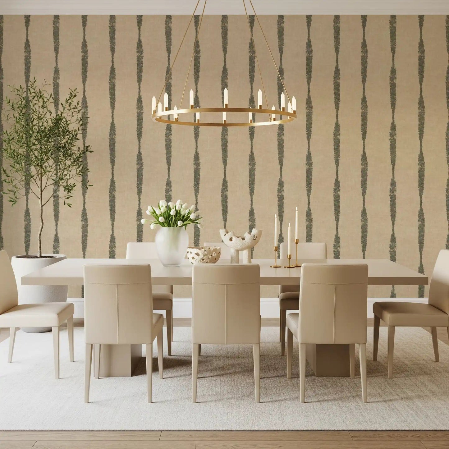Custom-sized muted green wallpaper for Indian study room, GD9614