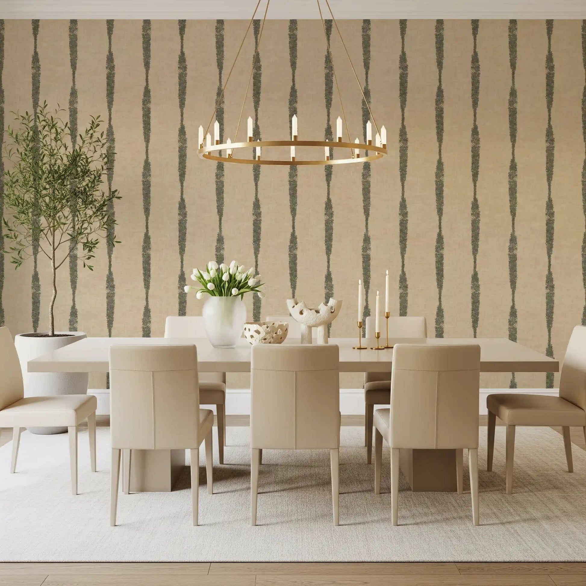 Custom-sized muted green wallpaper for Indian study room, GD9614