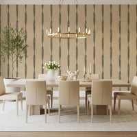 Custom-sized muted green wallpaper for Indian study room, GD9614