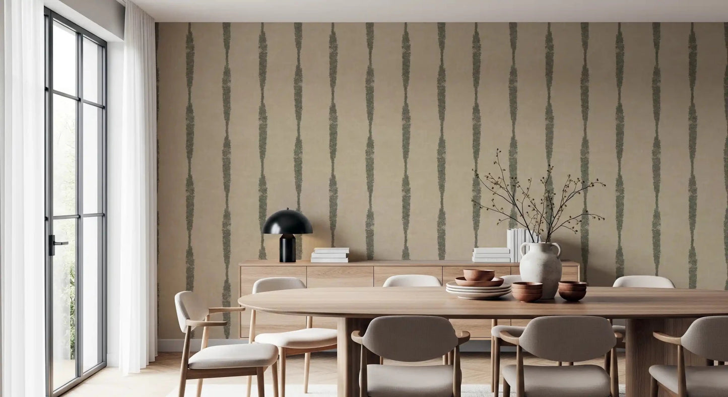 Olive green textured wallpaper with distressed stripe design, GD9614