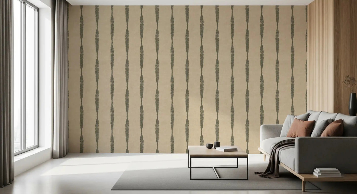 Bohemian muted green distressed stripe wallpaper, GD9614