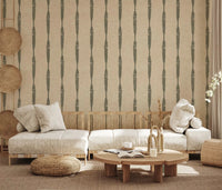 Warm beige and green distressed wallpaper for accent wall, GD9614