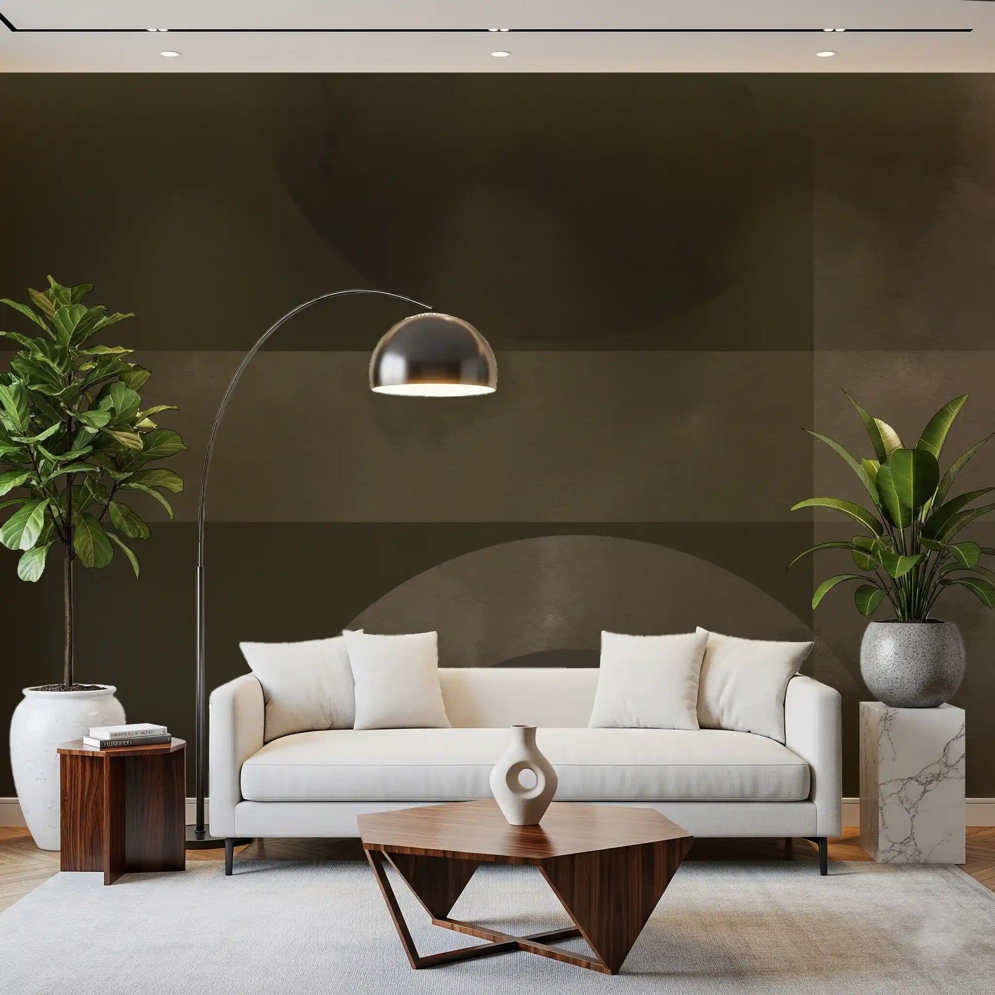 Anchored on the living room, Muted Horizon Geometry wall mural deepens the mood.GD9601