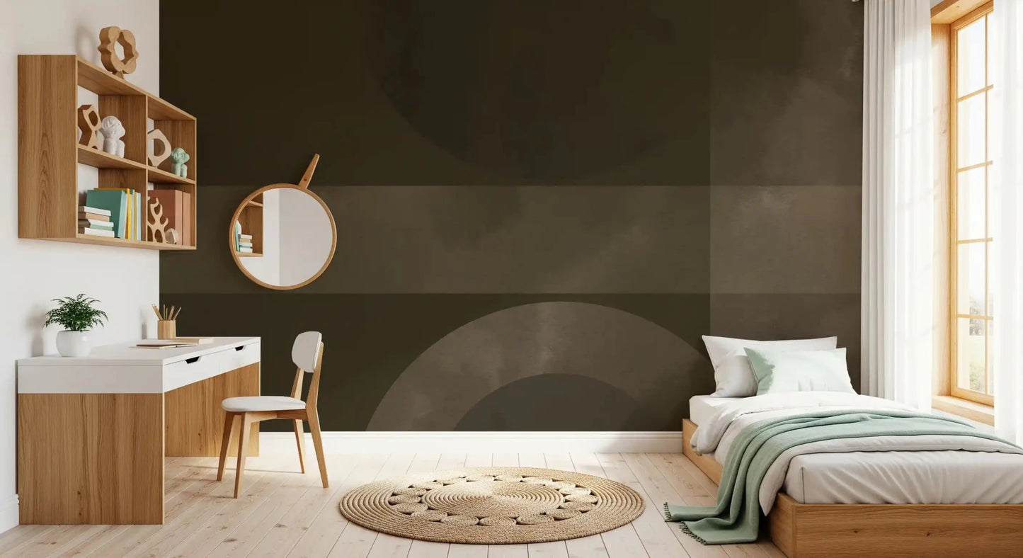 In an Bedroom, Muted Horizon Geometry wall mural holds quiet depth.GD9601
