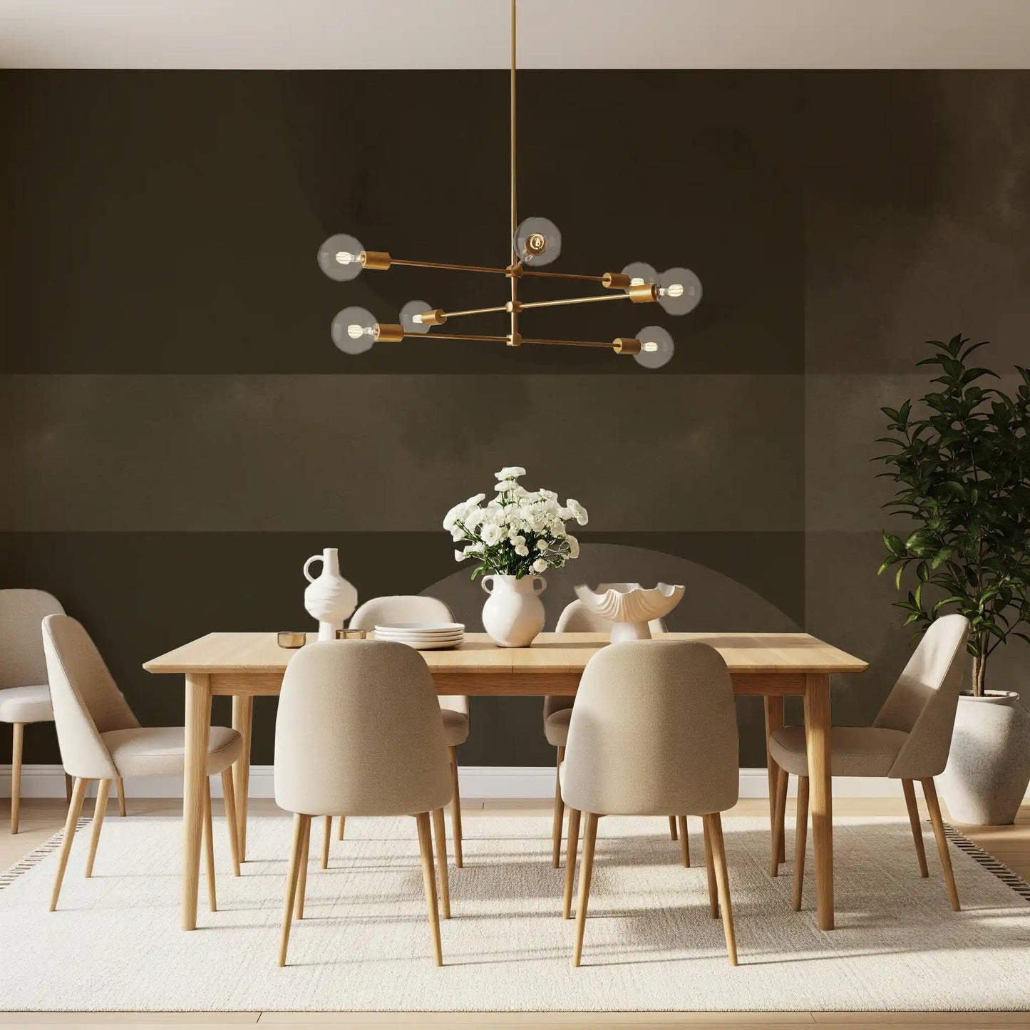 Quiet shapes spread along the Dining room from Muted Horizon Geometry wall mural.GD9601