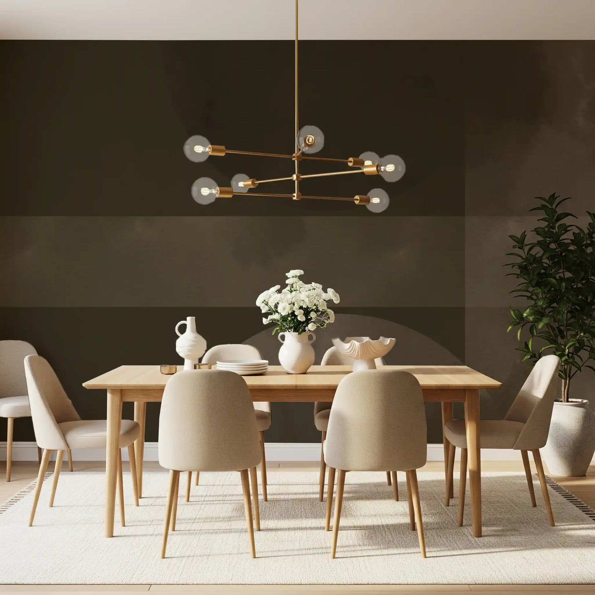 Quiet shapes spread along the Dining room from Muted Horizon Geometry wall mural.GD9601