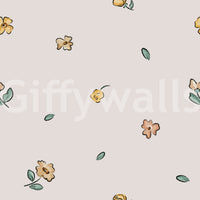 Meadow wallpaper with soft wildflowers and leaves, GD913