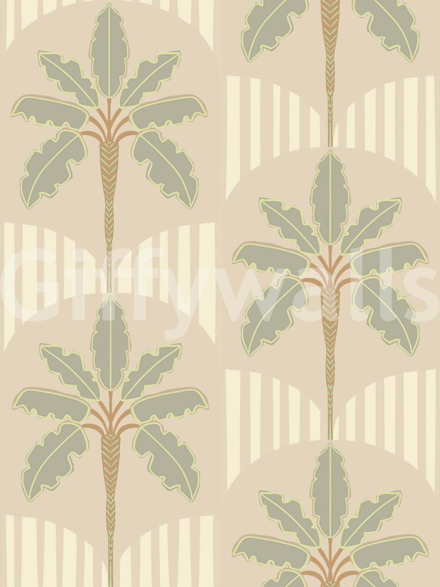 Muted Palms & Arches Wallpaper⁠