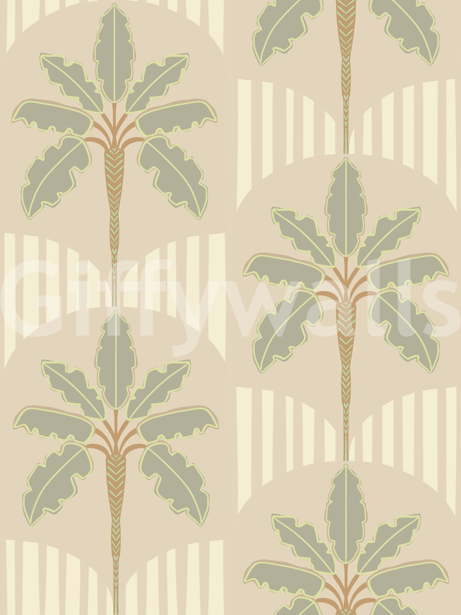 Muted Palms & Arches Wallpaper⁠